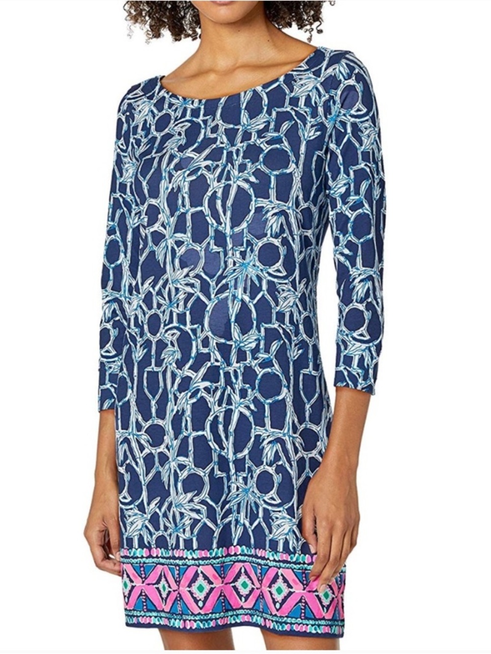 Lilly Pulitzer Hollee Dress High Tide Navy Lucky Bamboo Back Cutout Size Large‎